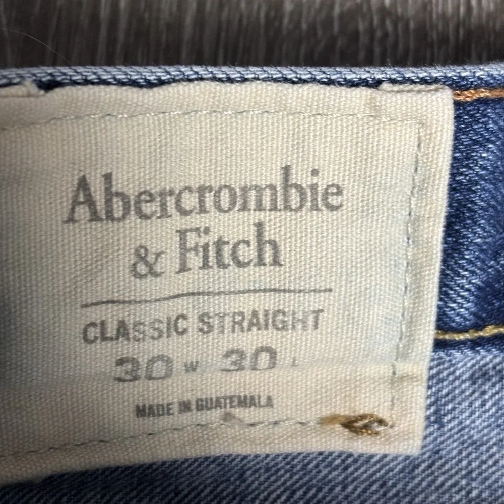 Abercrombie & Fitch‎ Classic Straight Jeans Mens 32x29.5 Button Fly Med Wash Y2K - Picture 4 of 13